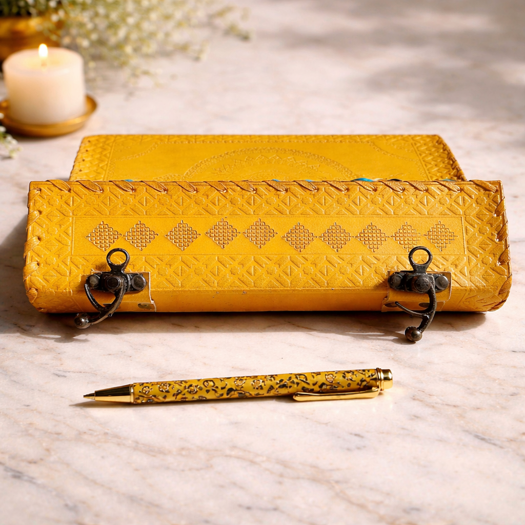 Yellow Chakra Leather Journal