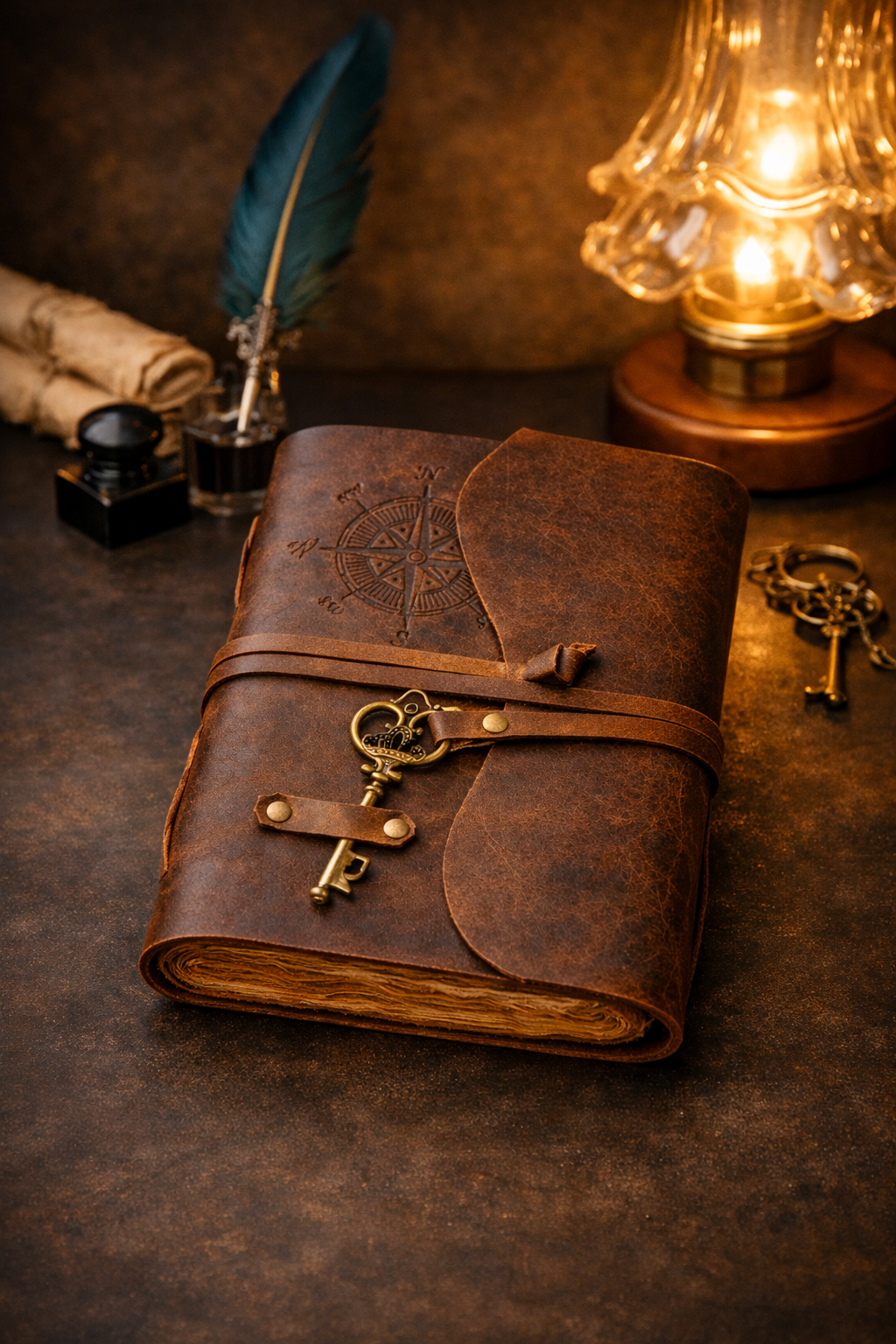 Compass Leather Deckle Journal
