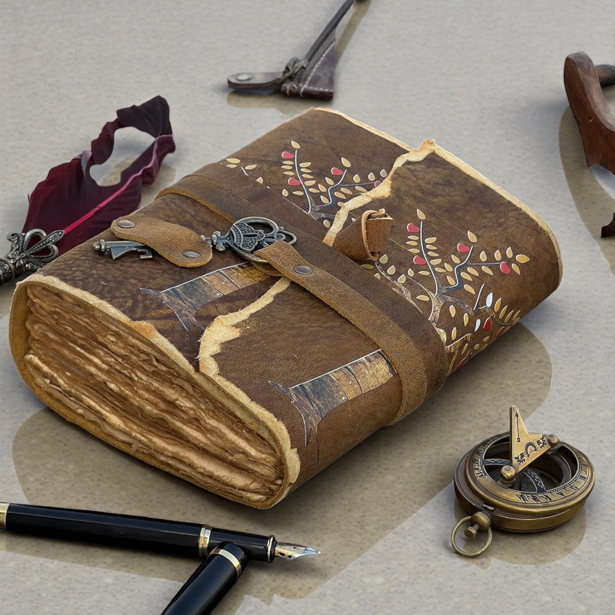 Handmade Leather Tree Deckle Journal