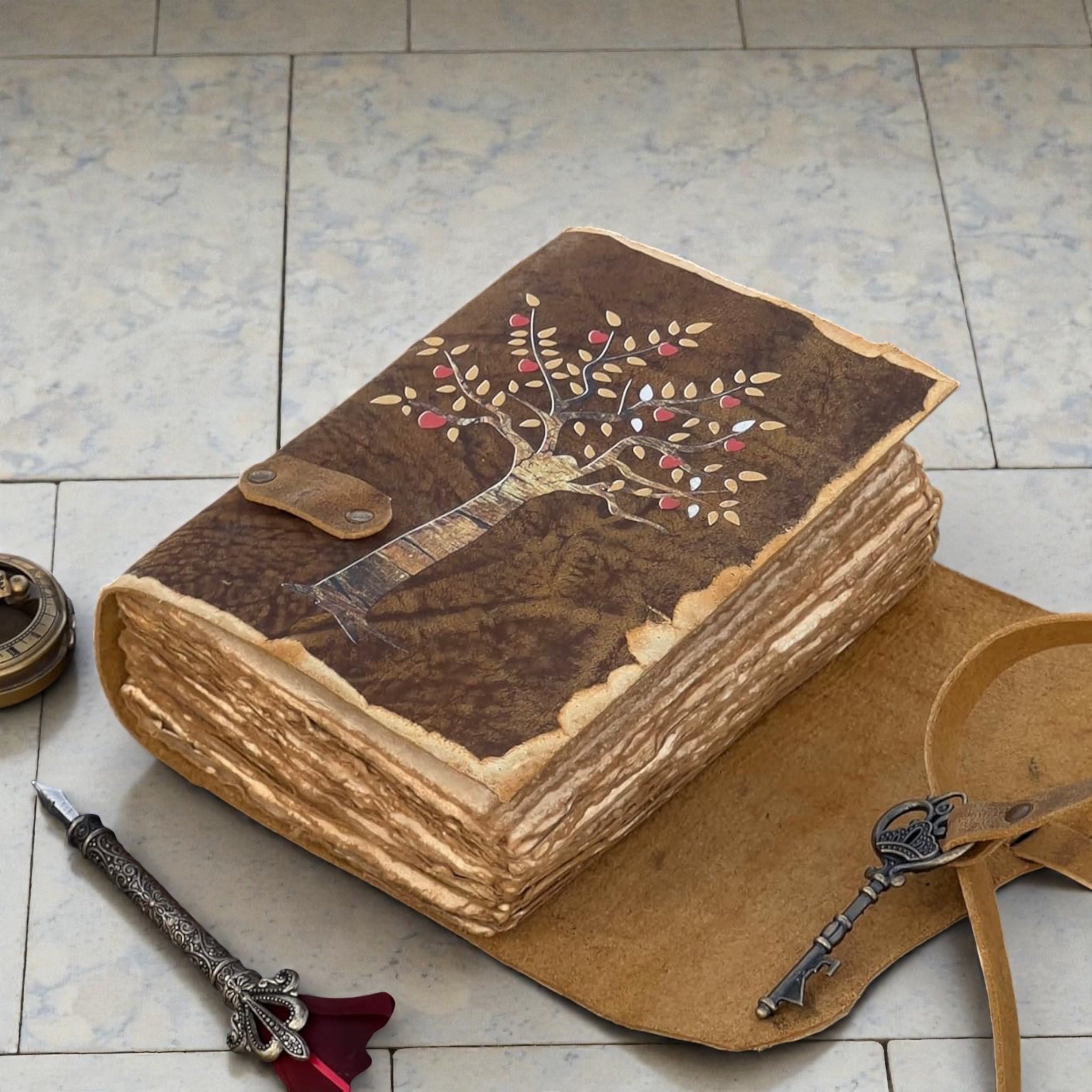 Handmade Leather Tree Deckle Journal