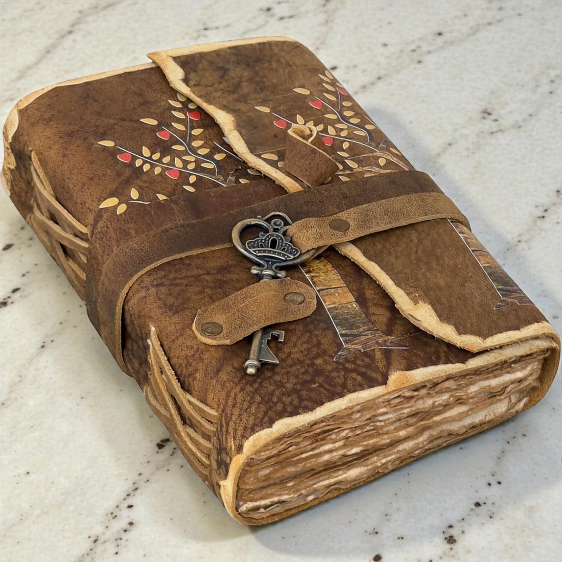 Handmade Leather Tree Deckle Journal