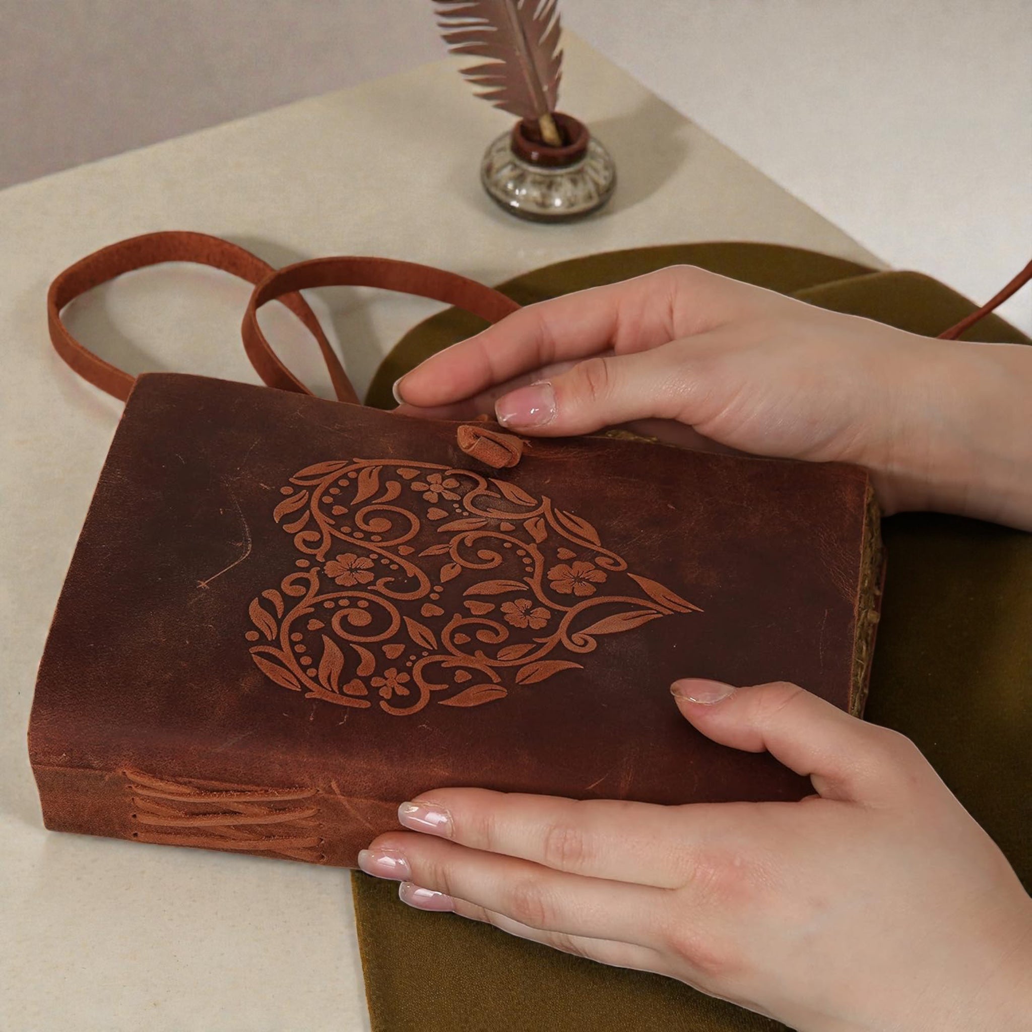 Heart Deckle Leather Journal
