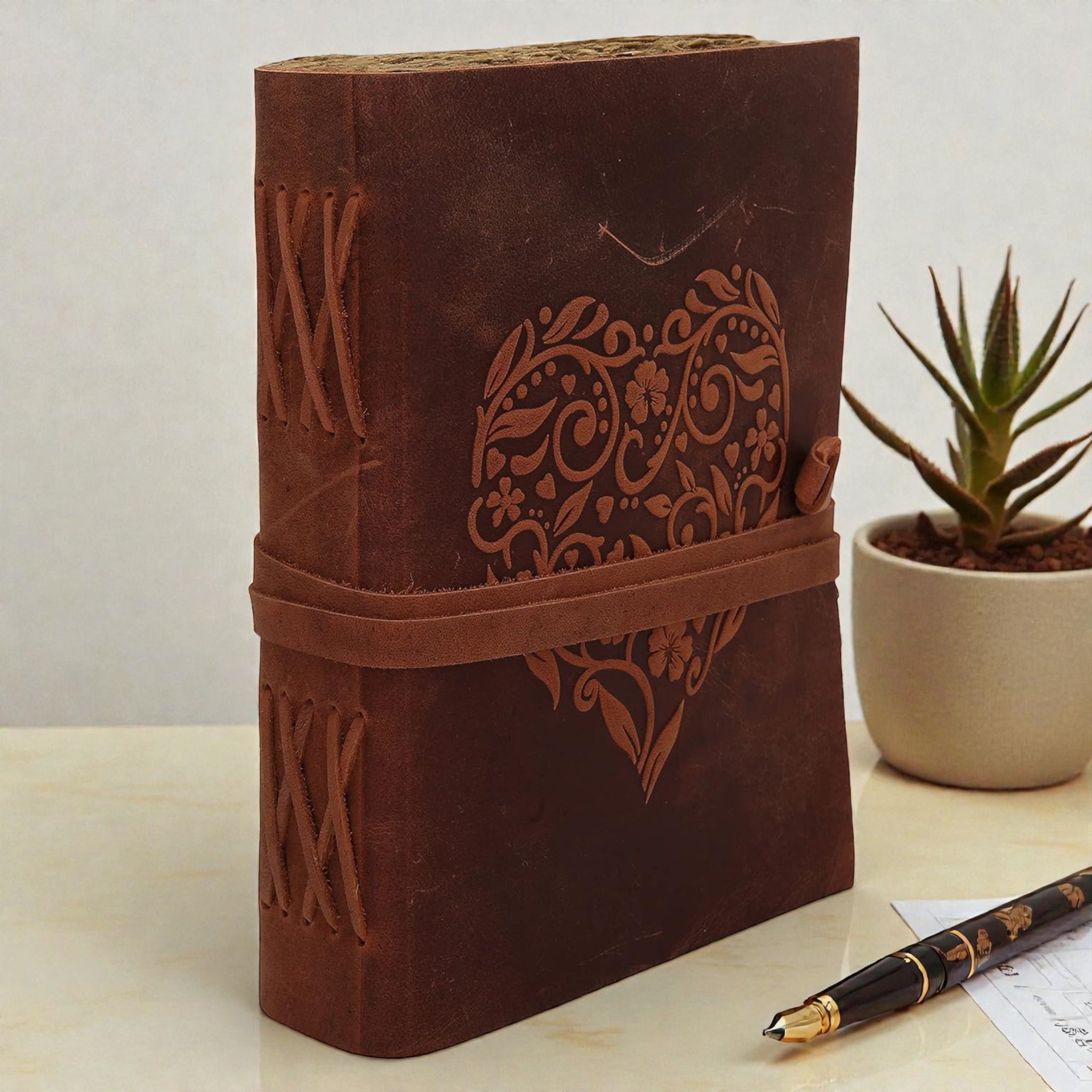 Heart Deckle Leather Journal