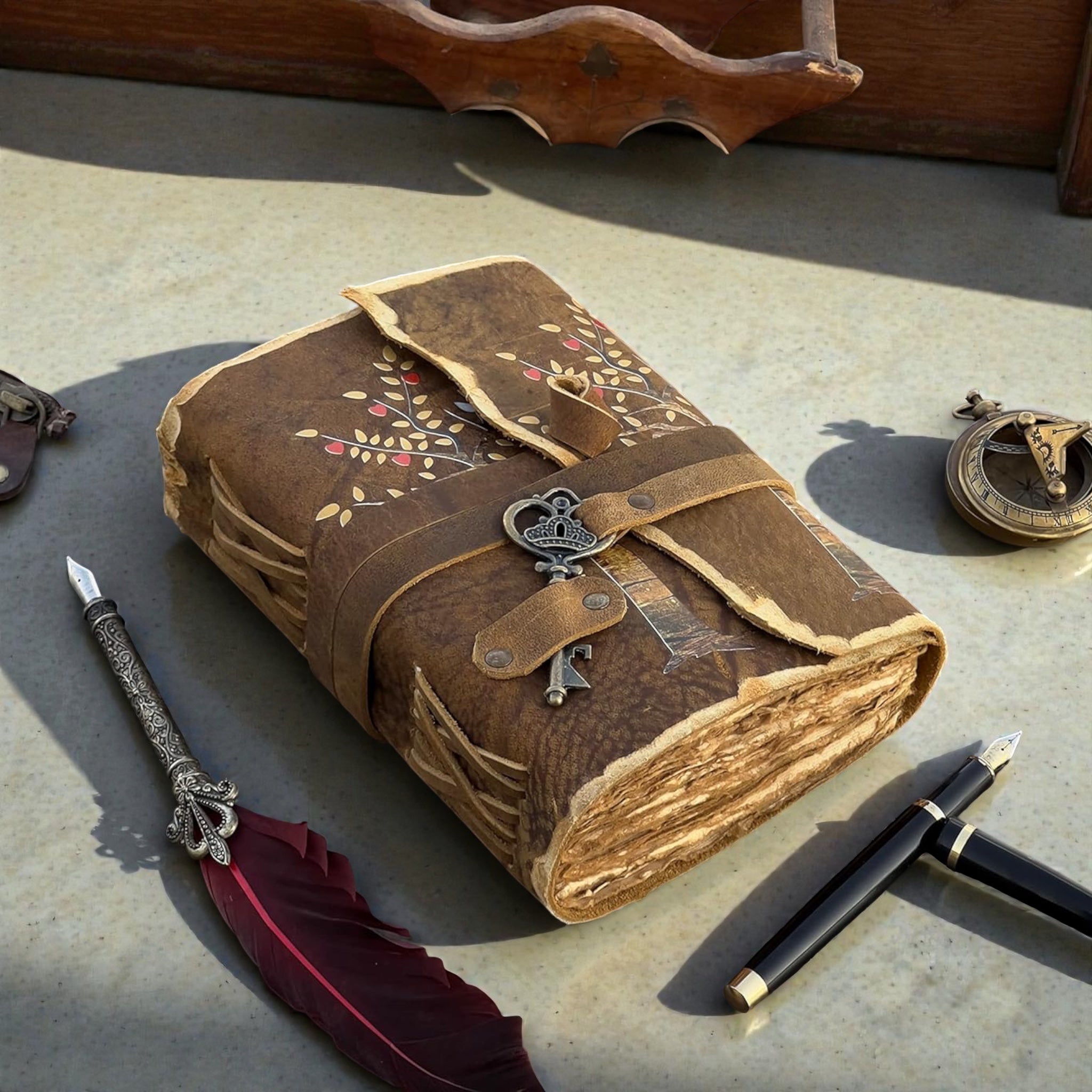 Handmade Leather Tree Deckle Journal