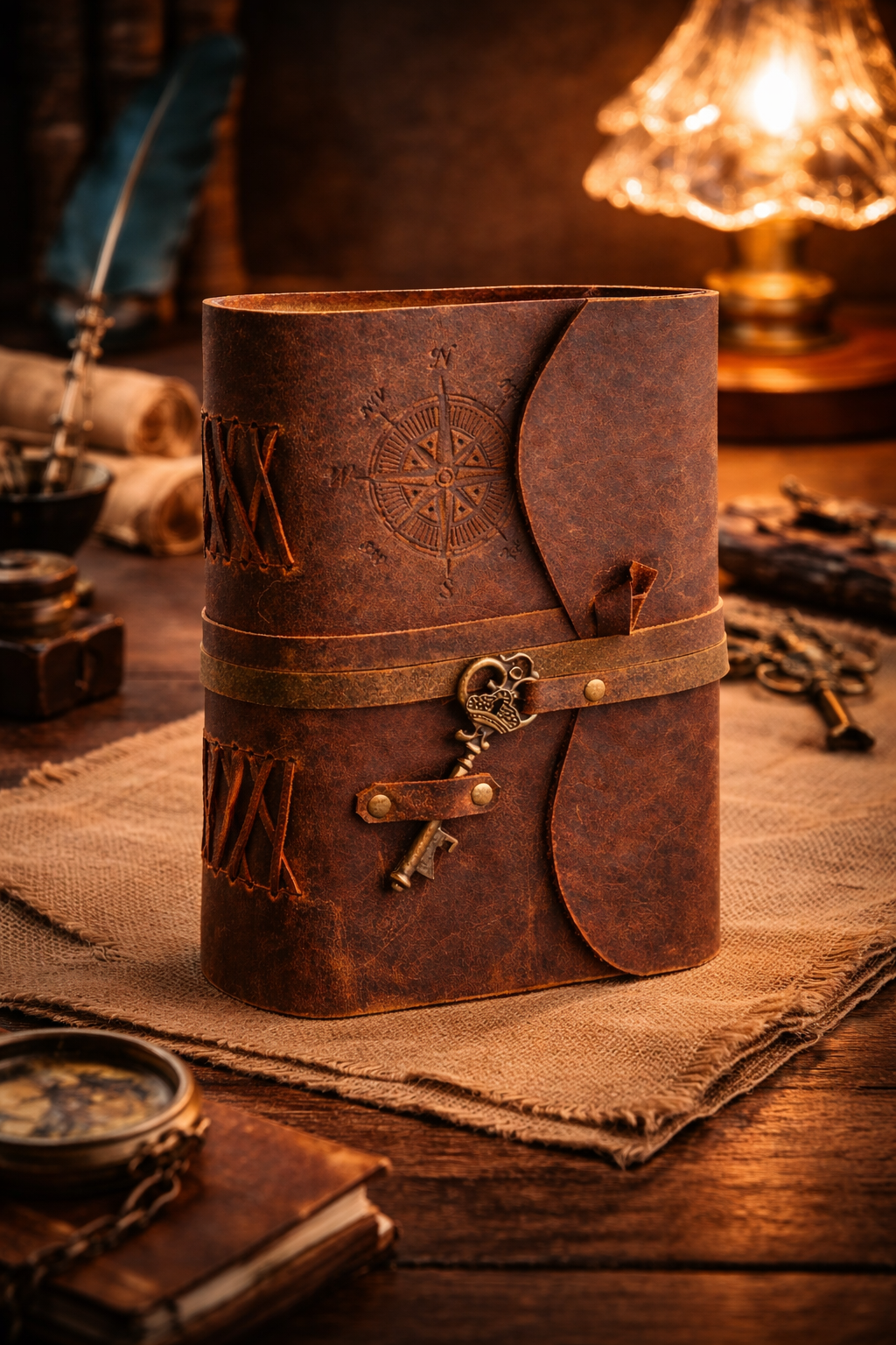 Compass Leather Deckle Journal
