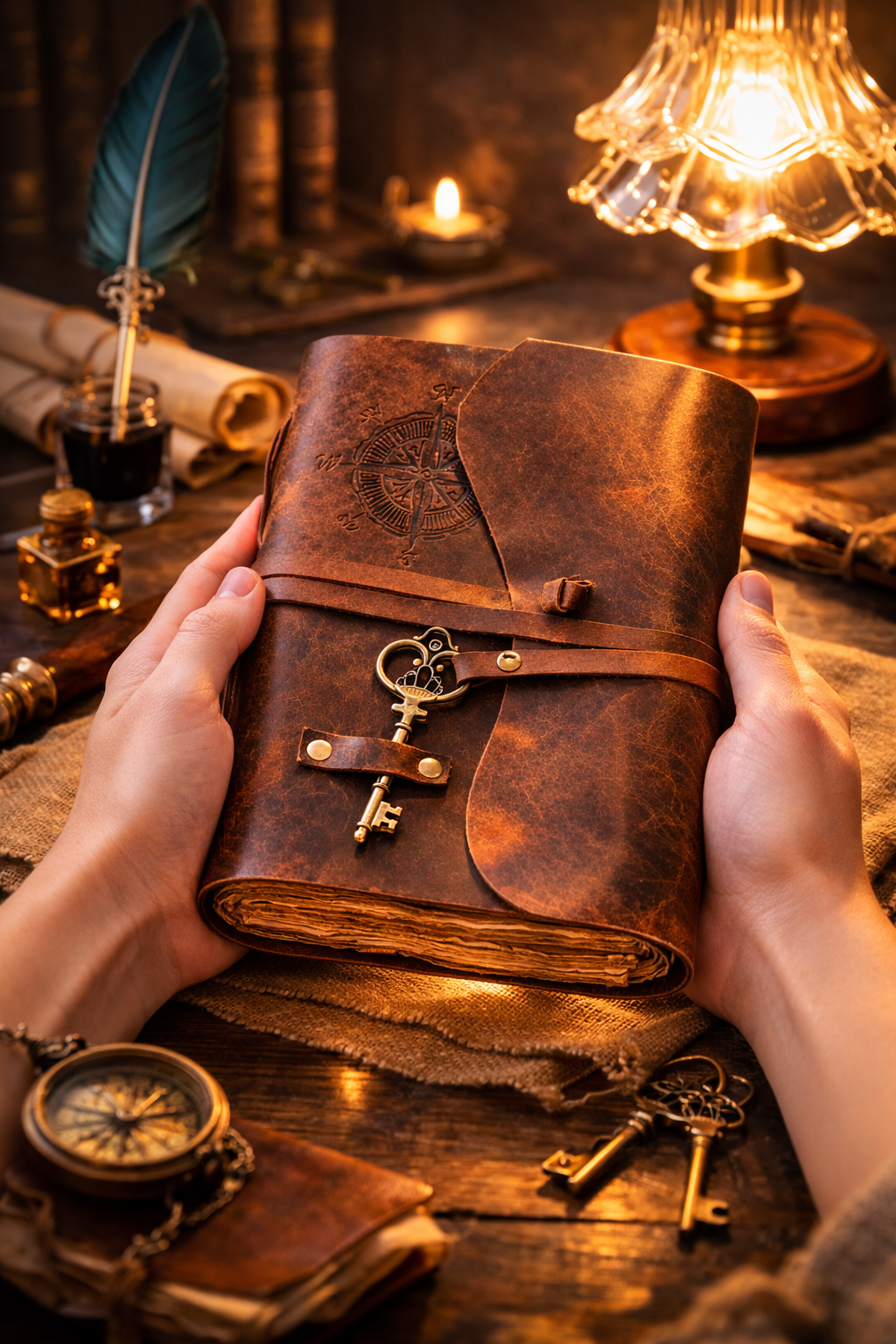 Compass Leather Deckle Journal