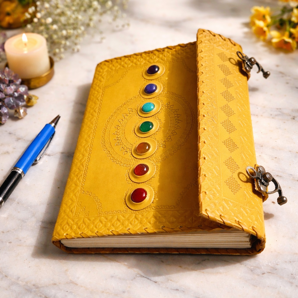 Yellow Chakra Leather Journal