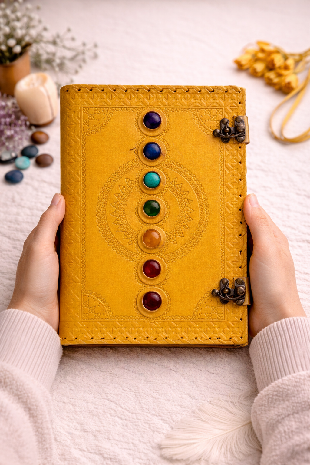 Yellow Chakra Leather Journal