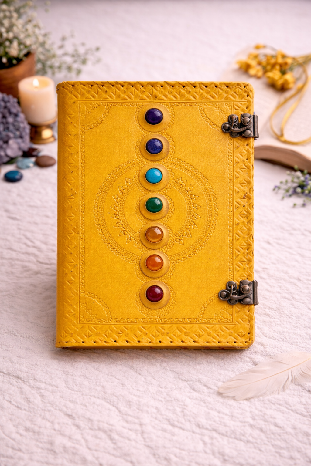Yellow Chakra Leather Journal