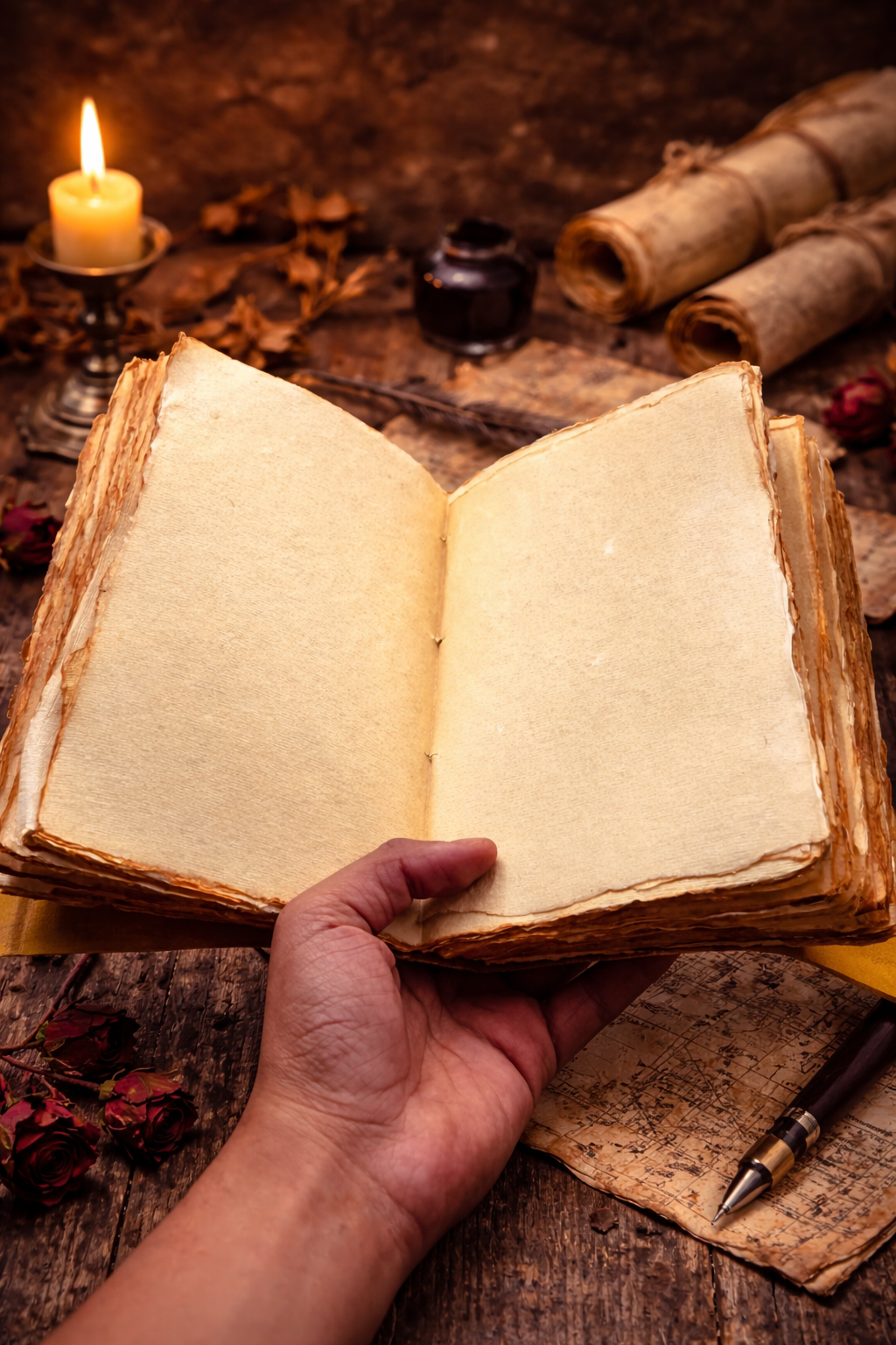 Compass Leather Deckle Journal