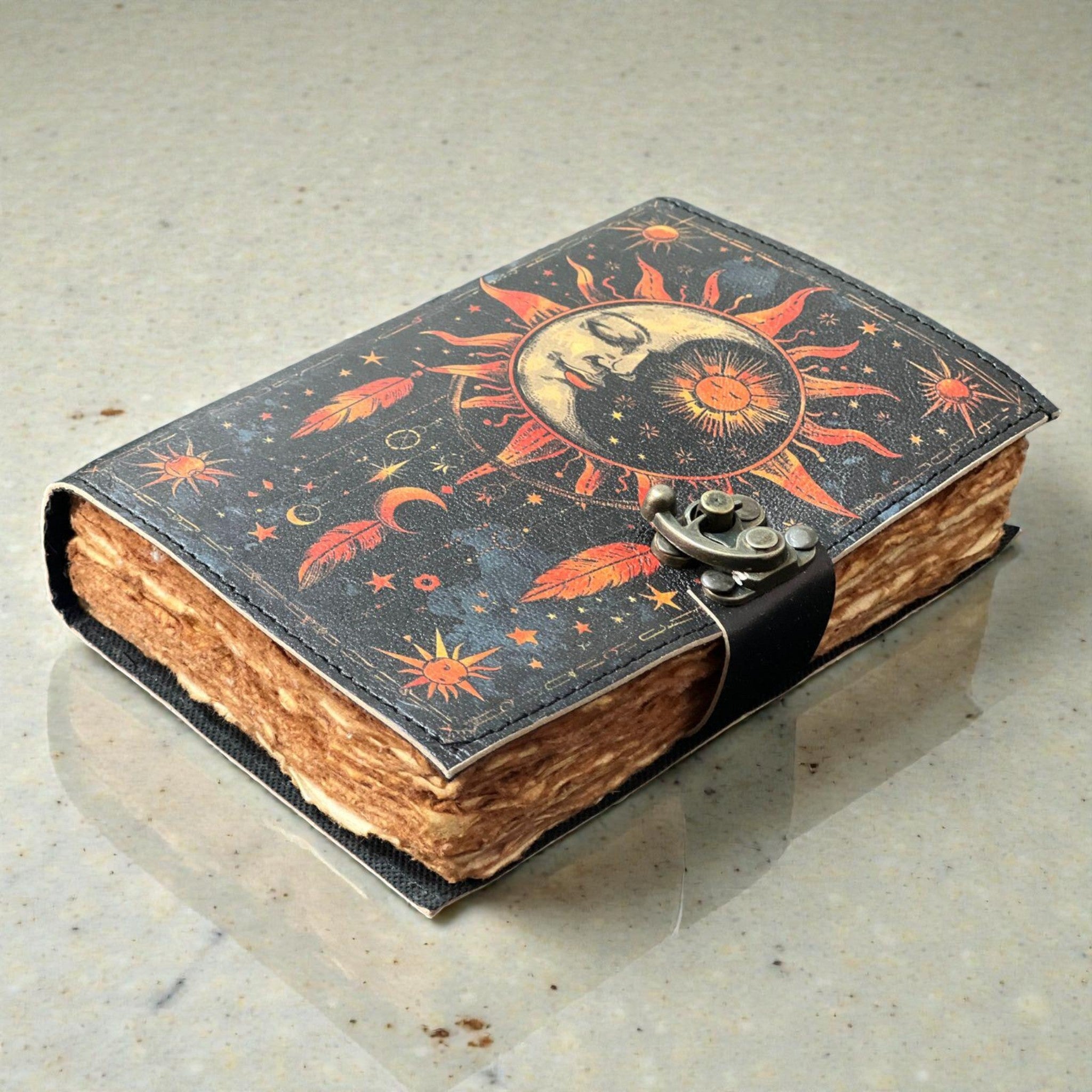 Sun & Moon Leather Journal – 7×5 Inch