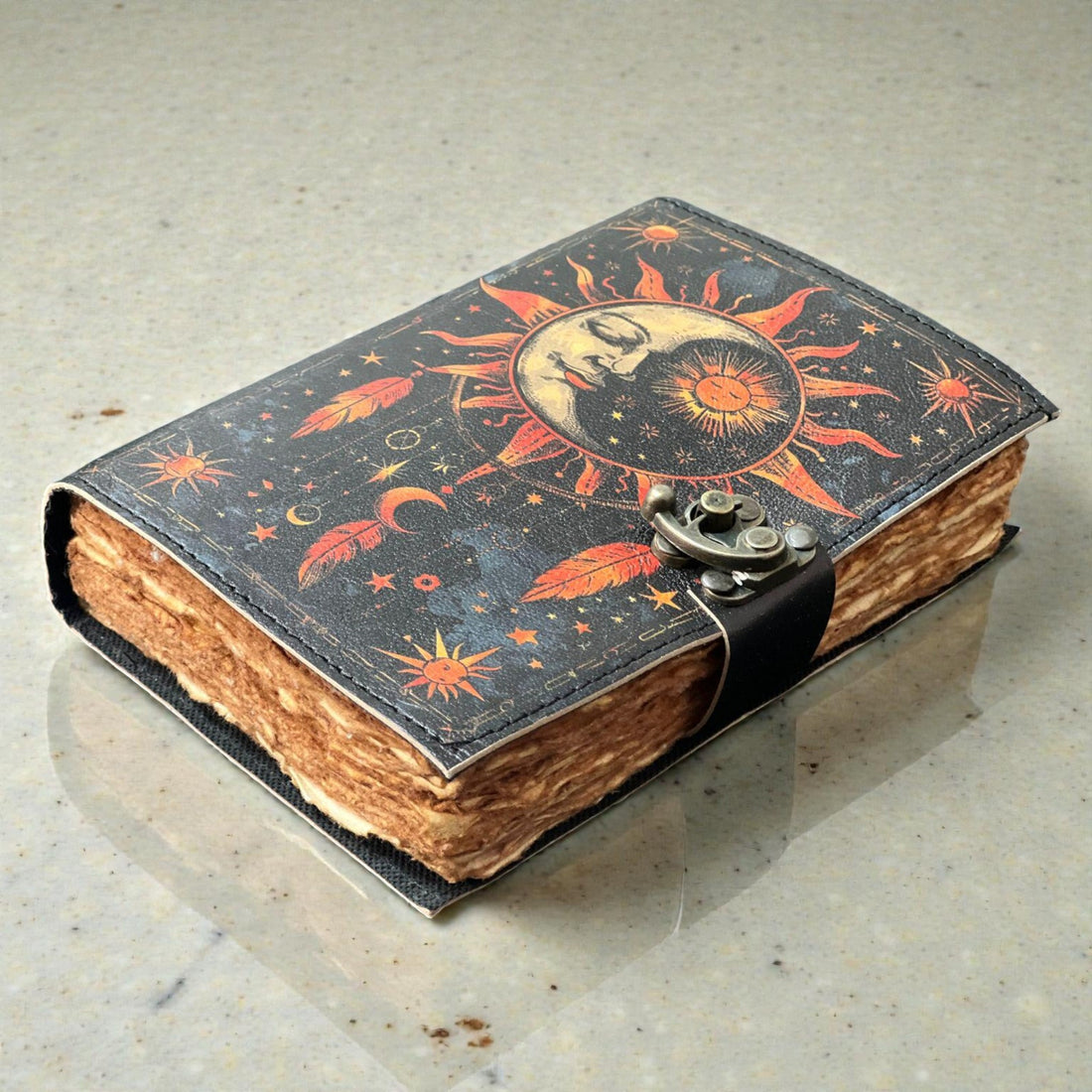 Sun & Moon Leather Journal – 7×5 Inch