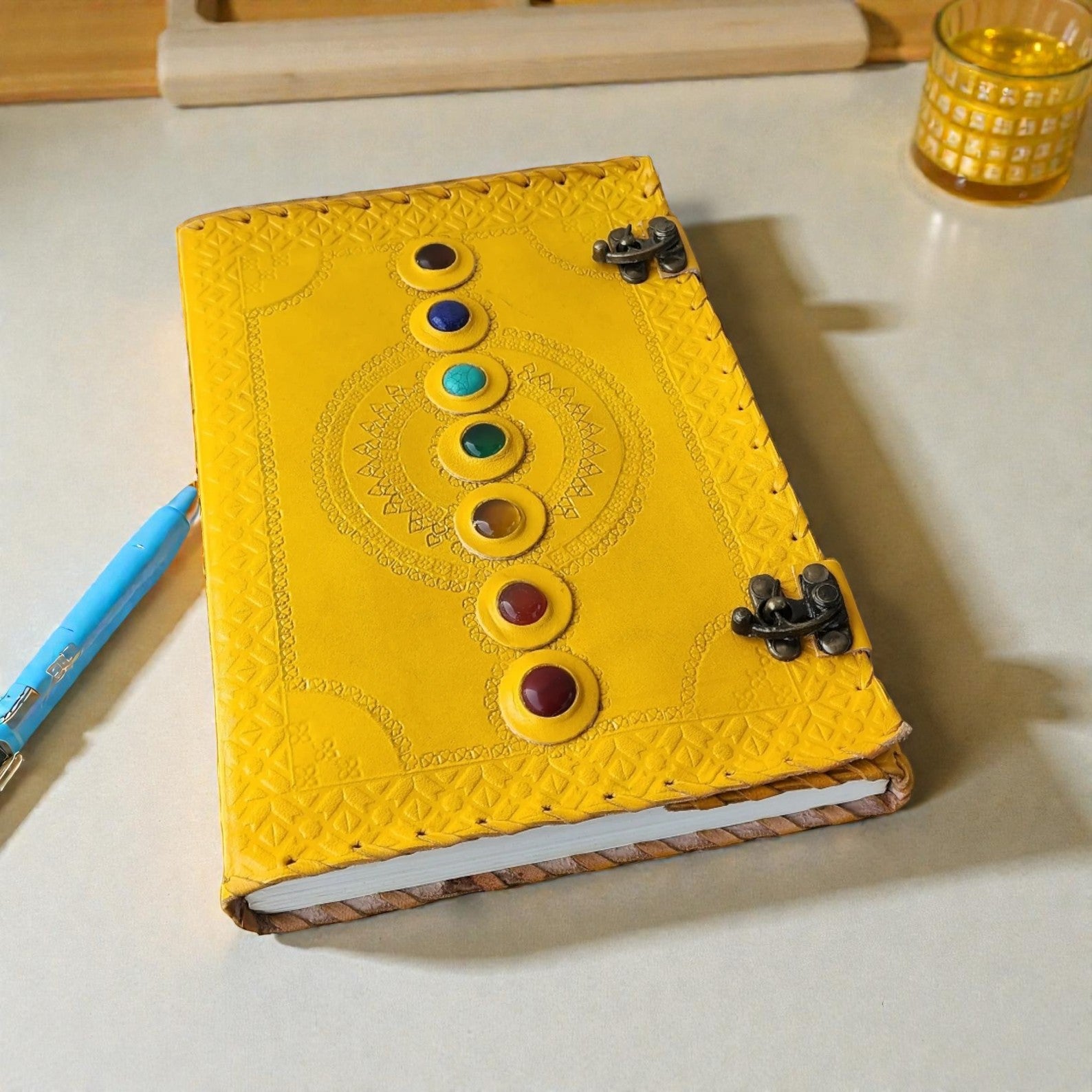 Yellow Chakra Leather Journal
