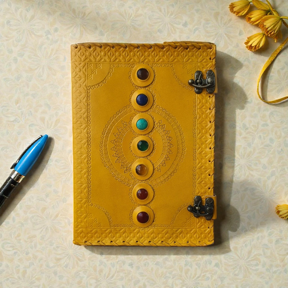 Yellow Chakra Leather Journal
