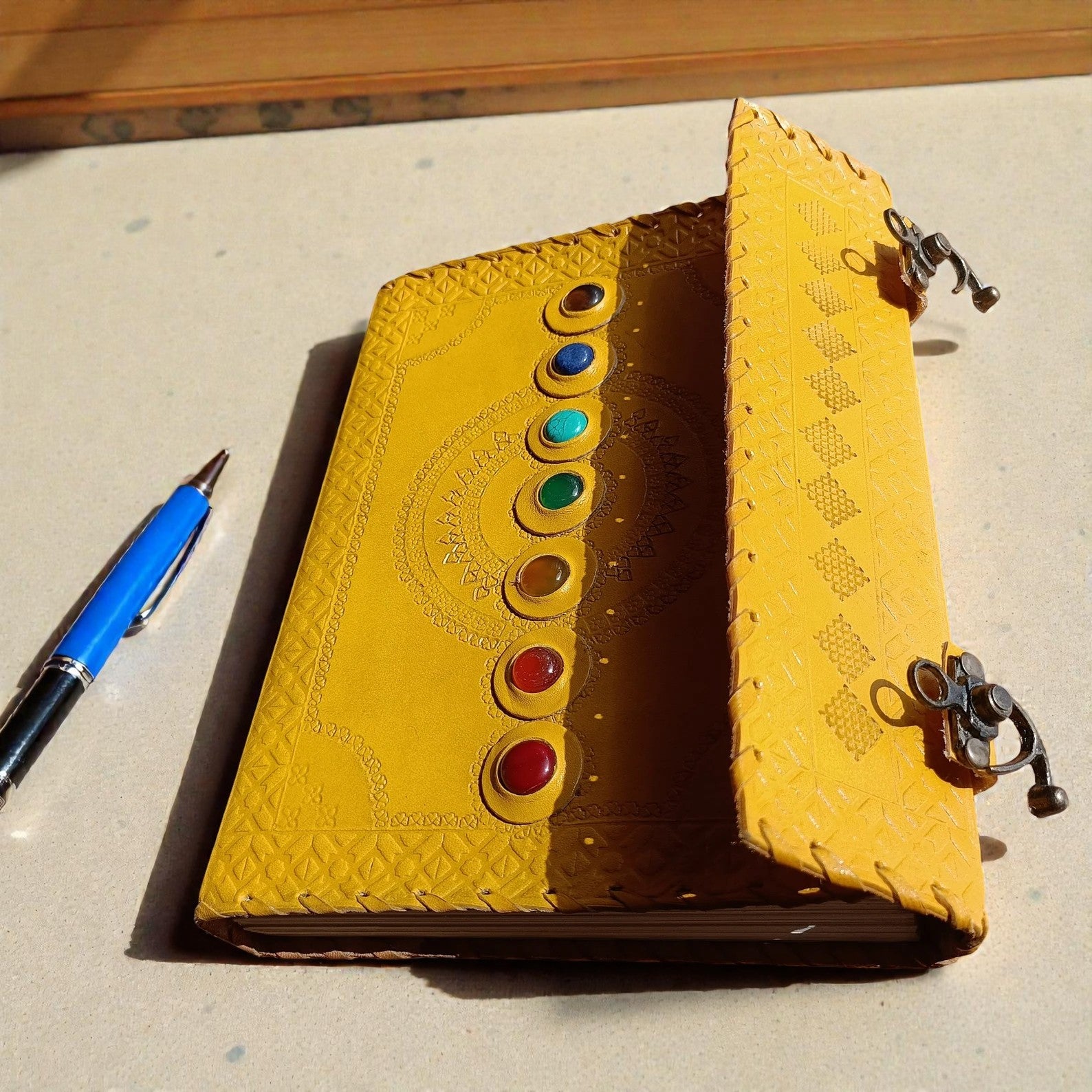 Yellow Chakra Leather Journal