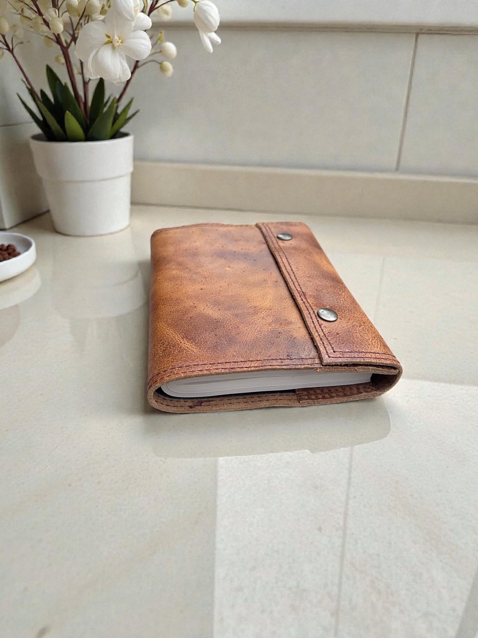 Handmade Leather Lined Refillable Page Journal