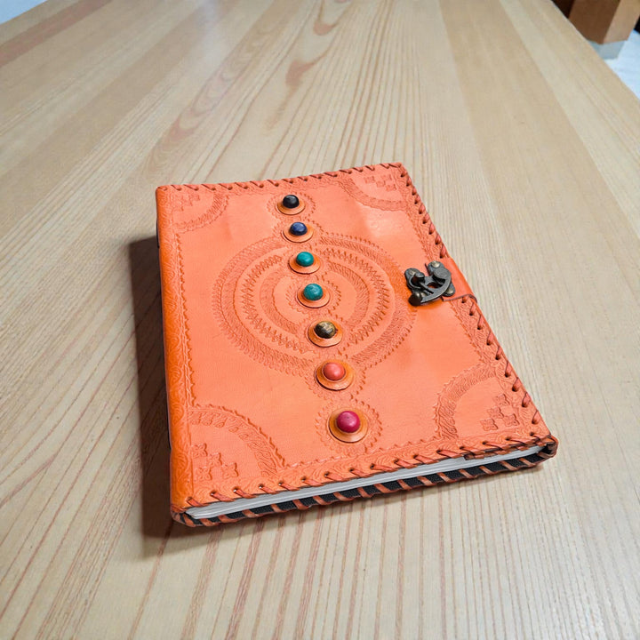 Seven Chakra Leather Journal – A4 Healing & Energy