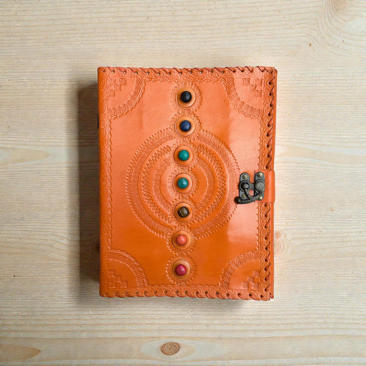 Seven Chakra Leather Journal – A4 Healing & Energy