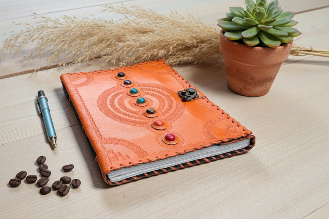Seven Chakra Leather Journal – A4 Healing & Energy